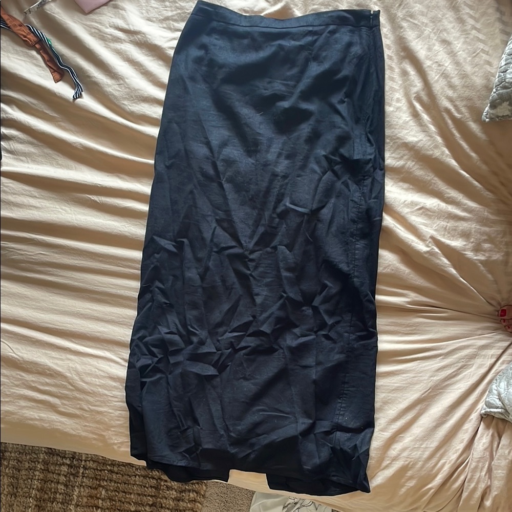 Linen Blend Black Women's Skirt